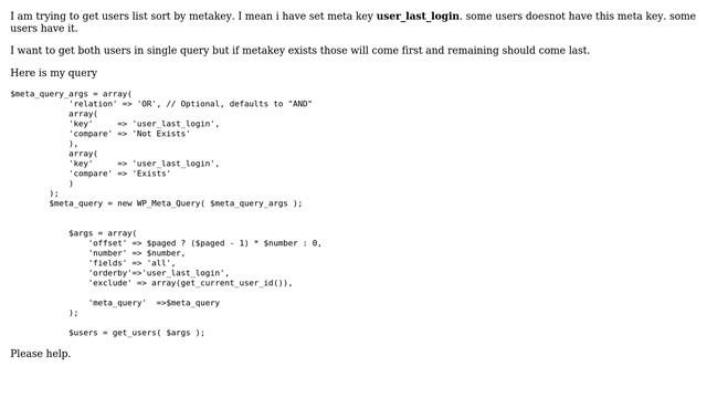 Wordpress: Get all wp_users sort by metakey смотреть онлайн