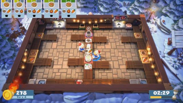 Overcooked! All You Can Eat: Festive Seasoning Level 1-2 4 Stars Solo