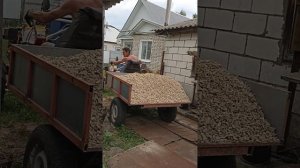 Телега самосвал для мотоблока. Возим щебень.