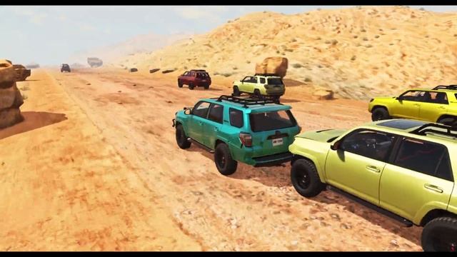 BeamNG Drive - Racing And Crashing The Toyota 4Runner On The Long Bumpy Desert Road смотреть онлайн