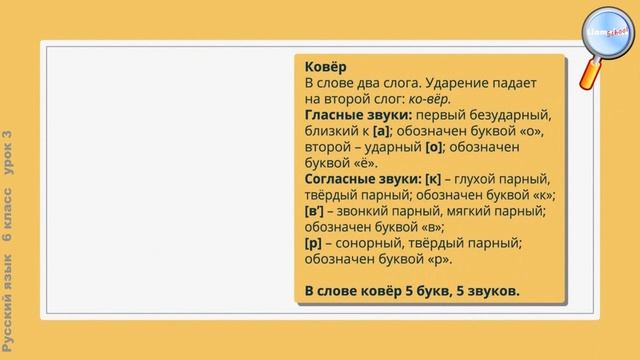 Русский язык 6 класс (Урок№3 - Фонетика, орфоэпия, орфография.) смотреть онлайн