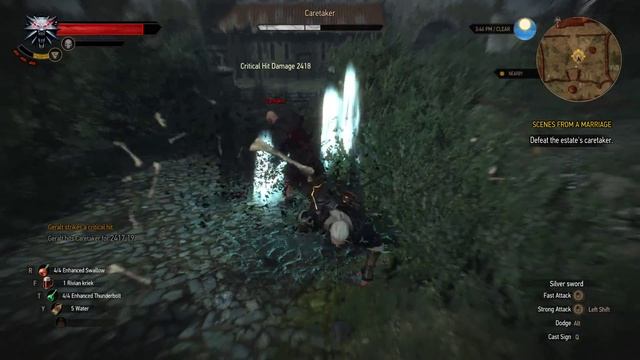 The Witcher 3 : Caretaker / Gravedigger Fight - How to kill - Death March смотреть онлайн