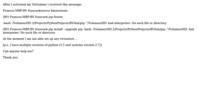 pip: "/Volumes/HD: bad interpreter: No such file or directory? смотреть онлайн