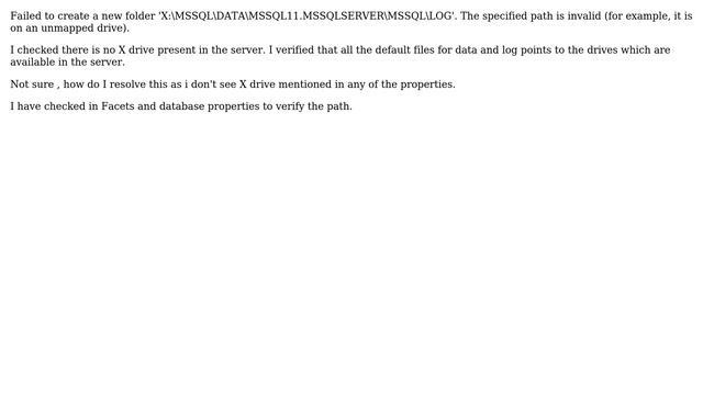 Error while upgrading SQL server 2012 to SQL 2017 : Failed to create a new folder 'X:\xxxx'. The... смотреть онлайн