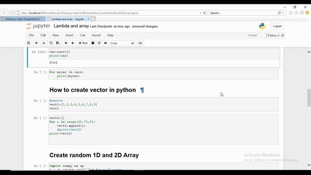 Python Course:lambda,1D, 2D, 3D Arrays , vectors and vectors plot ,scatters, sine wave Plot смотреть онлайн
