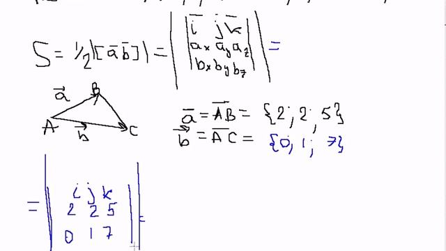 Найти площадь треугольника на векторах смотреть онлайн
