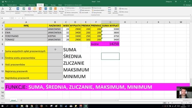 EXCEL - Funkcje Podstawowe SUMA, ŚREDNIA, ZLICZANIE, MAKSIMUM, MINIMUM | ForumWiedzy.pl смотреть онлайн