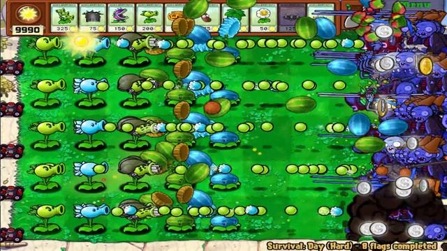 Plants vs Zombies hak - 99 Gatling Pea vs Winter Melon vs 999 Zombies смотреть онлайн