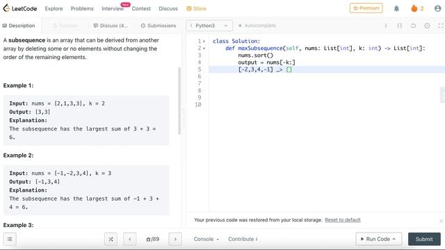LeetCode #2099 Find Subsequence of Length K With the Largest Sum (Azərbaycanca) смотреть онлайн