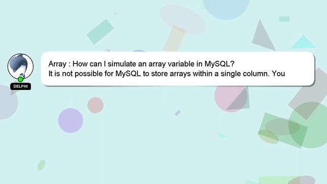Array : How can I simulate an array variable in MySQL? смотреть онлайн