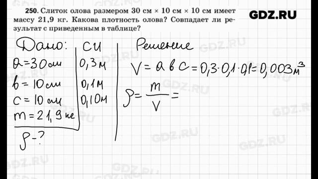 № 250 - Физика 7-9 класс Пёрышкин сборник задач смотреть онлайн