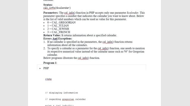 PHP | Calendar Information Function смотреть онлайн