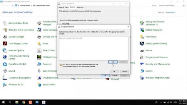 You security settings have blocked a self signed application from running JAVA FIX