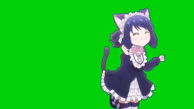 Аниме футаж Тянка танцует зелёный фон хромокей