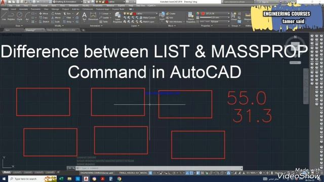 difference between LIST & MASSPROP command for area & perimeter calculation in autocad смотреть онлайн