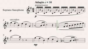 "Лебедь " Сен-Санс К. - ноты и аккомпанемент для саксофона сопрано, темп 50