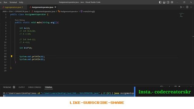 Assignment Operator In Java | #java #codecreatorskr смотреть онлайн
