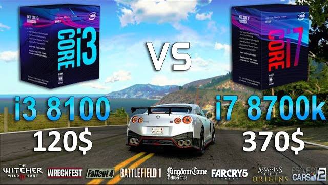 Core I3 8100 Vs Core I7 8700k Test In 8 Games