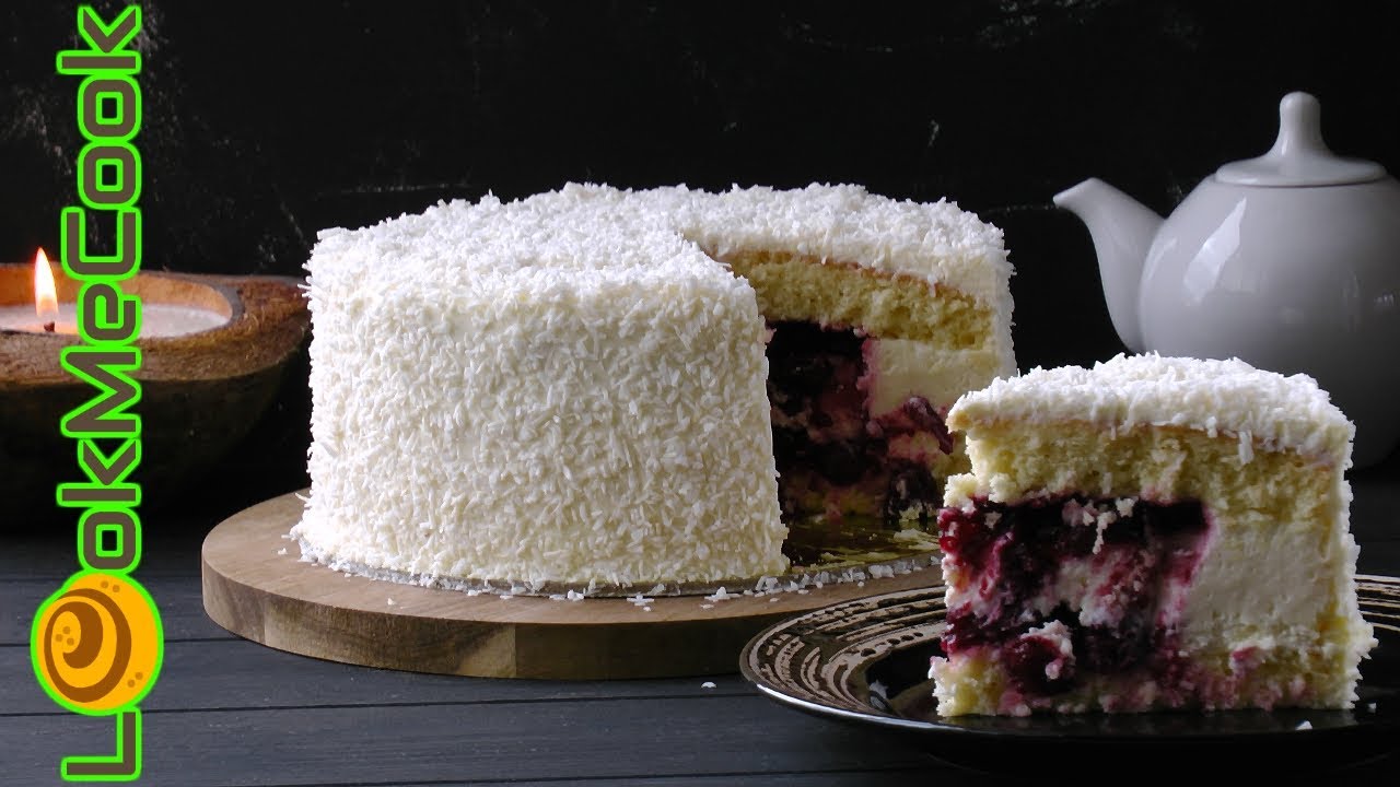 ВИШНЕВО-КОКОСОВЫЙ ТОРТ. Кокосовый чизкейк. Рецепт миндального бисквита смотреть онлайн