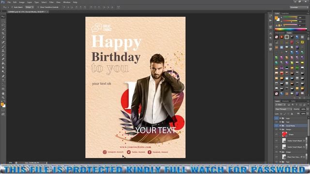 Birthday Greeting Flyer Template In Photoshop PSD File смотреть онлайн