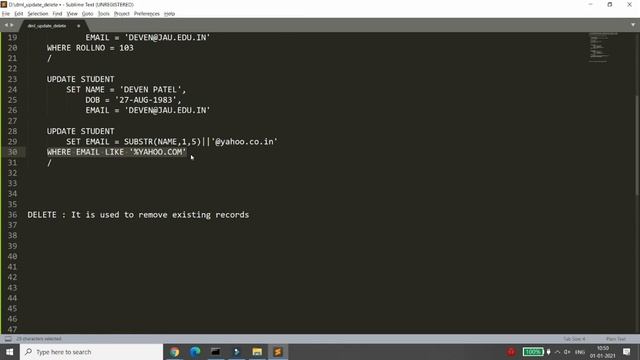 SQL-Lecture 12 - UPDATE, DELETE, COMMIT, ROLLBACK & SAVEPOINT смотреть онлайн