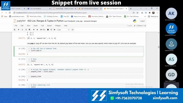 Snippet from "Learn Python" Sessions - Basic list methods - Python #python #datascience #simfysoft смотреть онлайн