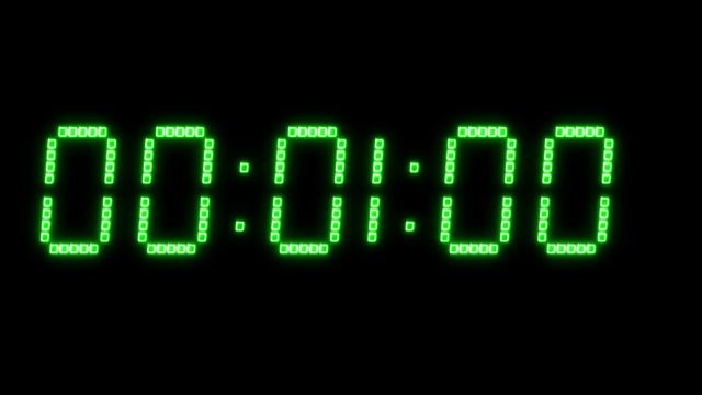 Зеленый неоновый секундомер 2 минуты (без звука) смотреть онлайн