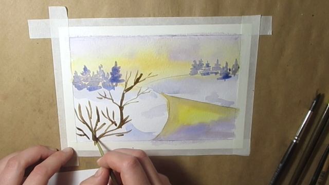 Как пошагово нарисовать зимний пейзаж смотреть онлайн