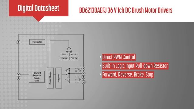 Digital Datasheet | BD62130AEFJ 36V 1Ch DC Brush Motor Drivers смотреть онлайн