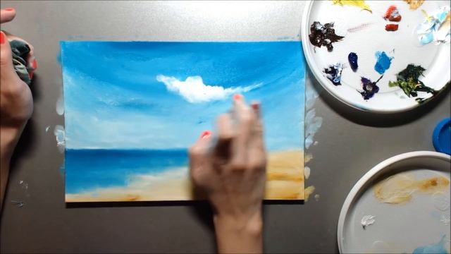 Рисуем сюжет "У МОРЯ" руками и маслом:) смотреть онлайн