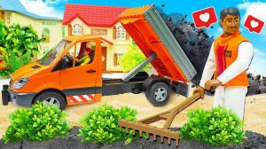 Делаем цветочную аллею для соседей! Развивающие мультики про машинки помощники Брудер