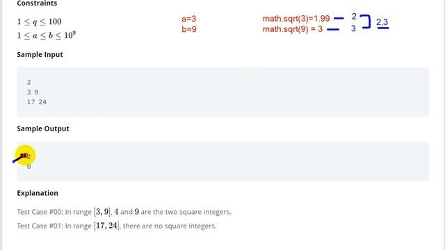 Sherlock and Squares Hackerrank Solution - java | Hackerrank Algorithm смотреть онлайн