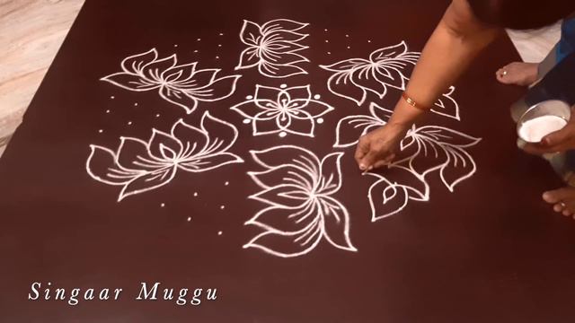 Peacock rangoli 15x8 dots | Sankranthi special chukkala muggulu | Traditional lotus flower rangoli смотреть онлайн