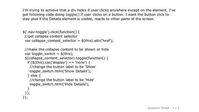 jQuery : jQuery: Hide element on click anywhere else apart of the element смотреть онлайн