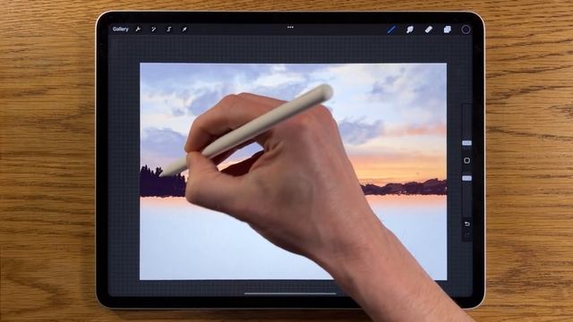 IPAD PAINTING TUTORIAL - Sunset Lake landscape in Procreate смотреть онлайн