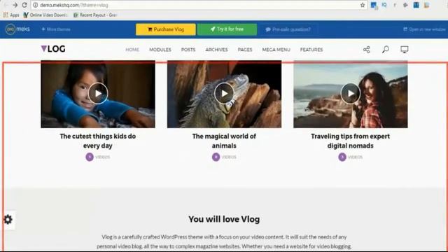 Vlog - тема для wordpress (Vlog - Video Blog Magazine WordPress Theme) смотреть онлайн
