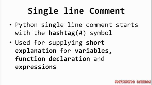 Python Programming in Tamil | Comments in Python | Manojkumar Dheeran смотреть онлайн