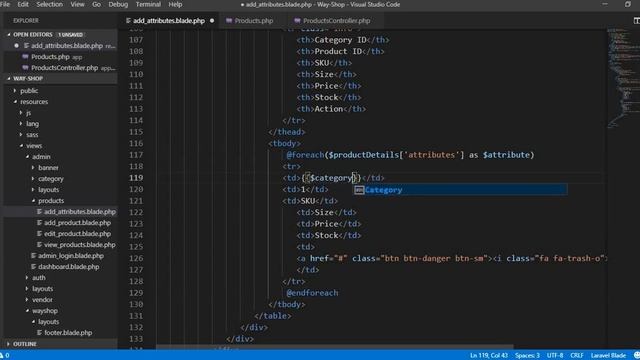 E-commerce Website in Laravel || View + Delete Products Attributes (iii) || Part 28 смотреть онлайн
