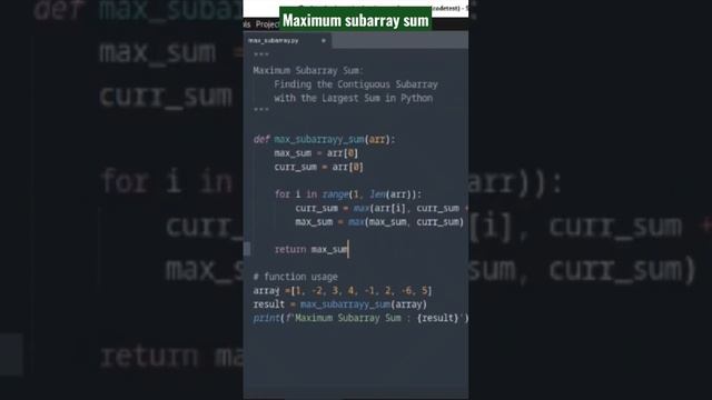 Maximum Subarray Sum: Finding the Contiguous Subarray with the Largest Sum in Python смотреть онлайн