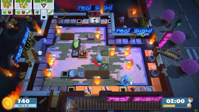 Overcooked 2 niveau 1-6 ☆☆☆☆ (coop 2 joueurs 4 étoiles)