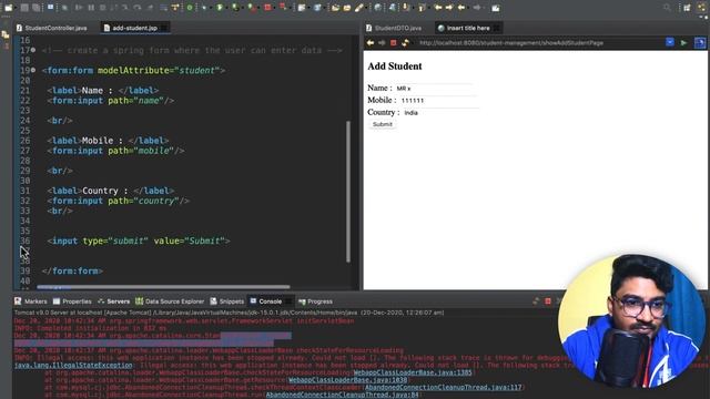 #7 UI: Save Student | Spring crud example with MySQL | Java + spring Live project смотреть онлайн