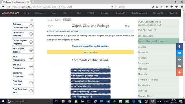 Explain De-serialization in Java.
| javapedia.net смотреть онлайн