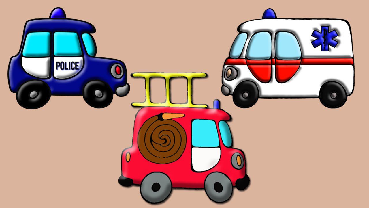 Мультик про полицейскую машинку, скорую помощь и пожарную машинку. Для маленьких зрителей. смотреть онлайн