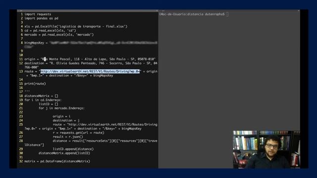 Como calcular as distâncias de uma lista de endereços no Excel com Python - API bing maps. смотреть онлайн