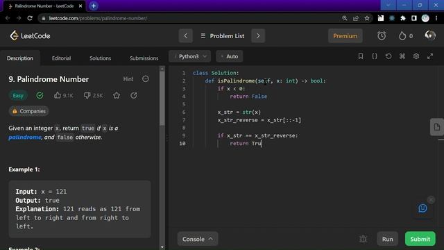 9. Palindrome Number | Python | Explanation | LeetCode Problems Solutions смотреть онлайн