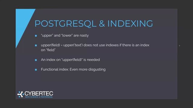 Handling case insensitive strings - EXPLAINING POSTGRESQL смотреть онлайн