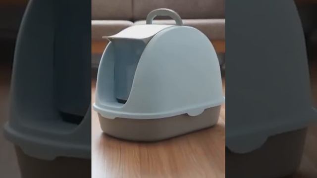 Туалет для котят и кошек закрытый 59*39*42 (голубой) смотреть онлайн