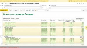 Внешний отчет СКД остатки на складах для 1С Розница