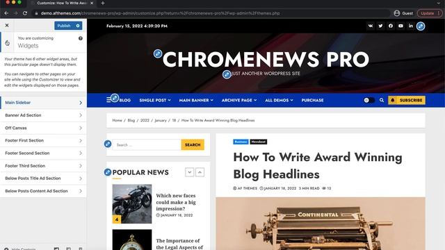 ChromeNews Pro - Widgets Options - Powerful WordPress Theme for Blogs, News and Magazines смотреть онлайн