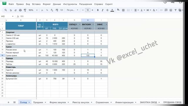 Система складского учета в таблицах Google sheets смотреть онлайн